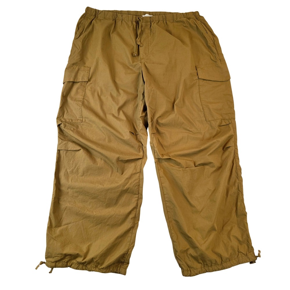 Pilcro Anthropologie Camel Cotton Cargo Parachute Wide Leg Pants Cinch Adjust XL